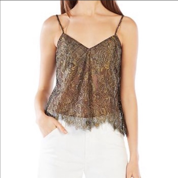 BCBGMaxAzria Tops - BCBG MaxAzria Mady Metallic Lace Camisole XS